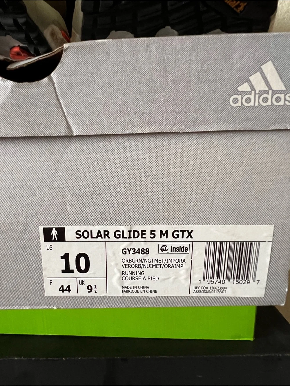 adidas Men’s Taupe and Black SolarGlide Running Shoes with Orange Accents